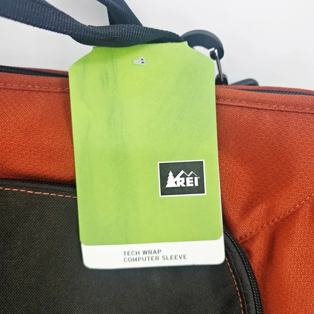 REI Tech Wrap Sleeve L Laptop Travel Case Chestnut Orange 18x13 Multi Zip Pocket